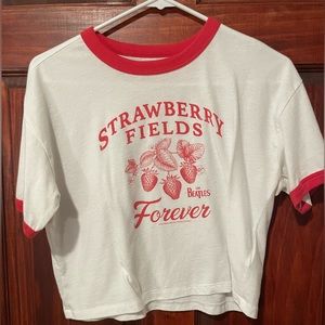 Gap Teen strawberry fields forever beatles cropped graphic tee